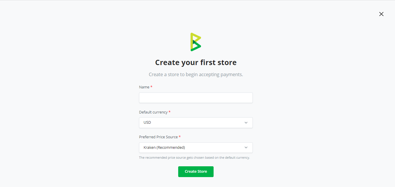 BTCPay Server Store creation